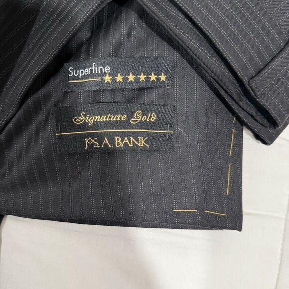 Men's Jos. A. Bank Signature Gold Jacket 43R Pants 40R Pinstripe Suit Set - Picture 2 of 13